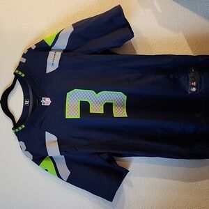 NFL Navy Blue Jersey with Logo Patch. RUSSELL WILSON SIZE L  NIKE BRAND